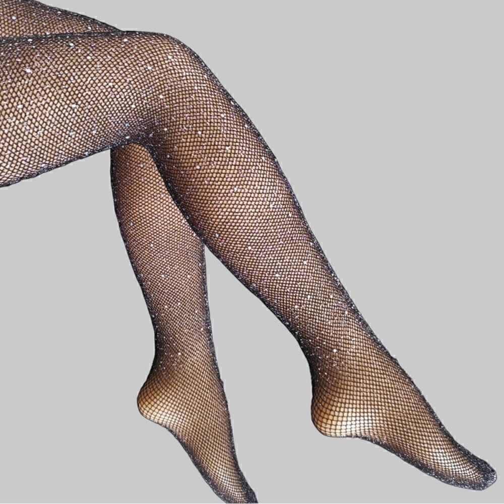 Diamond shimmering multicolored rhinestones pantyhose stocking tights